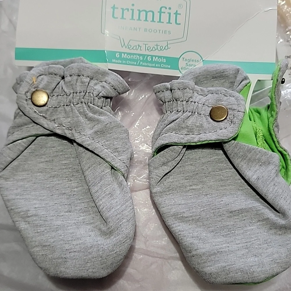 🍎 Nwt Trimfit Brand Cotton Baby Booties Infant 1-Pack Booties w Clasp,  Socks